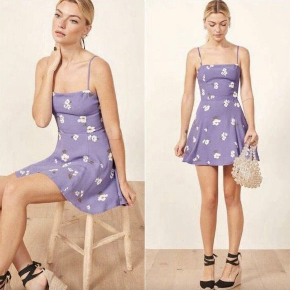 Reformation Kendall Purple Floral Dress Cordelia